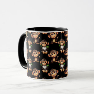 Monkey Pattern Design Black  Mug