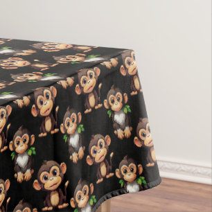 Monkey Pattern Design Black Tablecloth