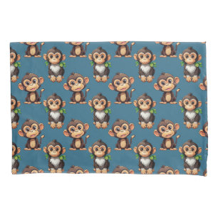 Monkey Pattern Design Blue Pillowcase