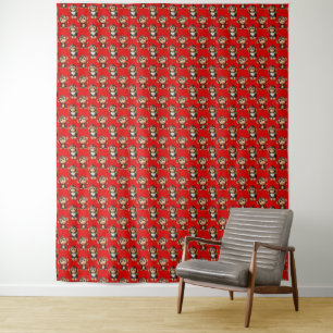 Monkey Pattern Design Red Tapestry