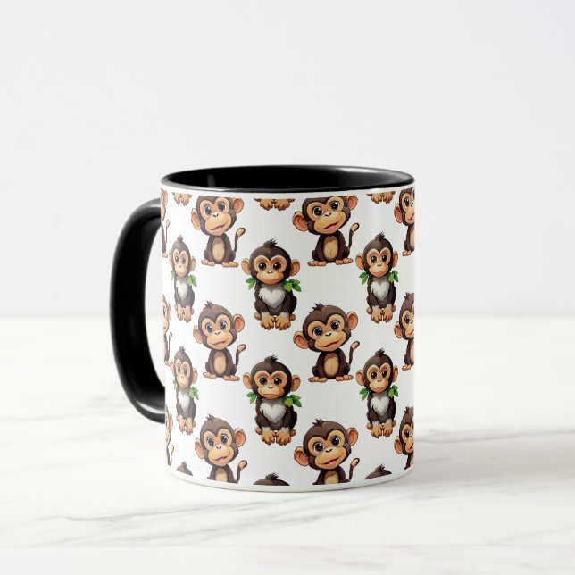 Monkey Pattern Design White  Mug (Front Left)