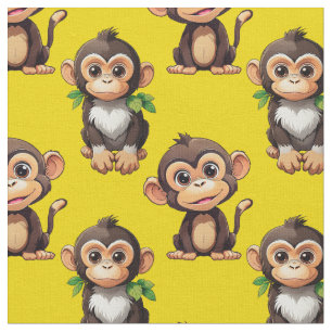Monkey Pattern Design Yellow Fabric