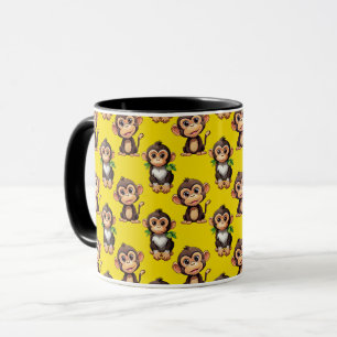 Monkey Pattern Design Yellow  Mug