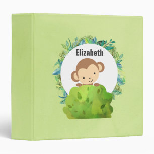Monkey Peeking Out from Behind a Bush Personalized Binder