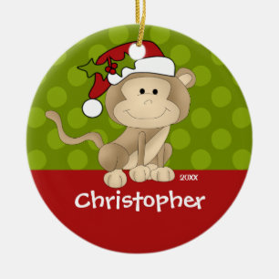 Monkey Personalized Boy Christmas Ornament