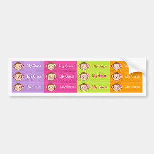 Monkey Personalized Kids name Waterproof Labels