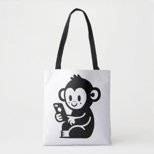 Monkey Phone Tote Bag