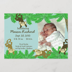 Monkey Photo Birth Announcement