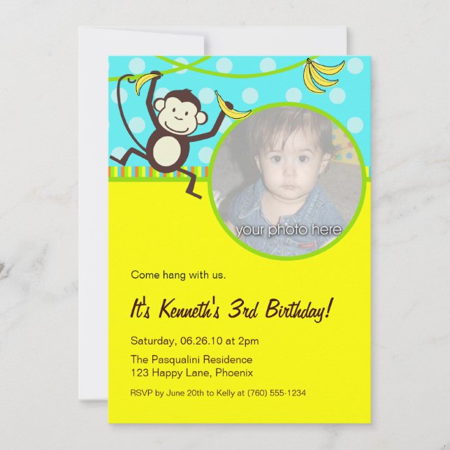 Monkey Photo Invitations (Front)