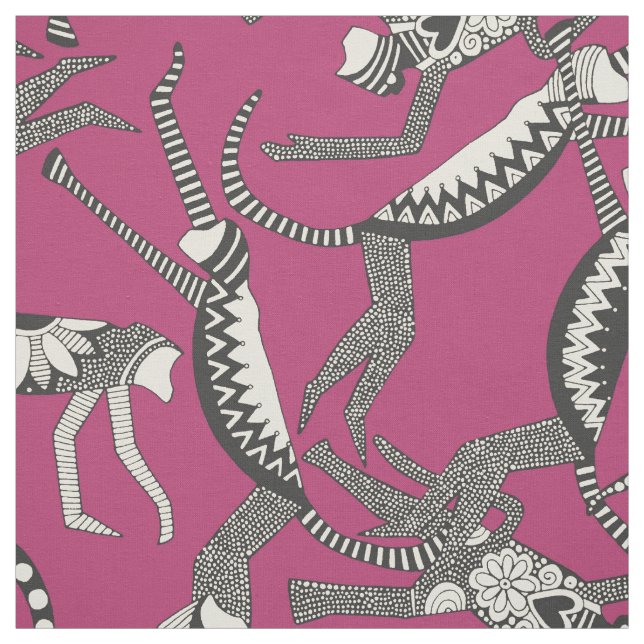 monkey pink fabric (Swatch)