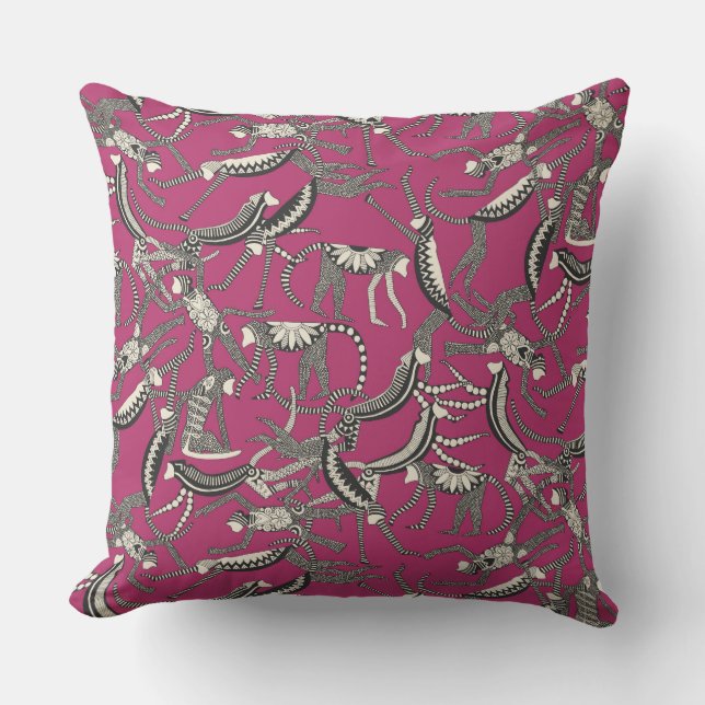 monkey pink throw pillow (Front)