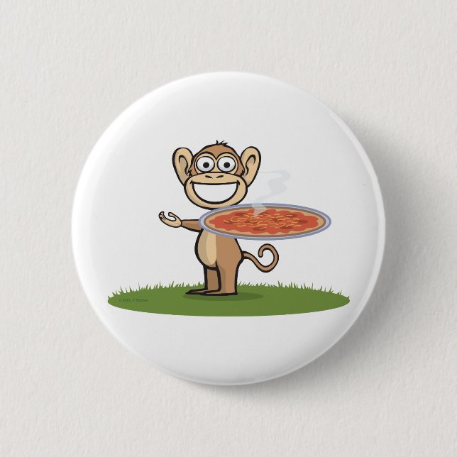 Monkey Pizza 2 Inch Round Button (Front)