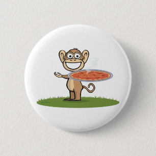 Monkey Pizza 2 Inch Round Button