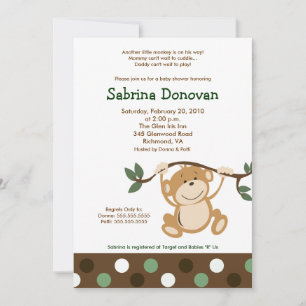 MONKEY PLAY 5x7 Brown/Green Baby Shower Invitation