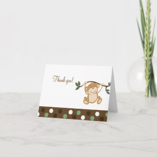Monkey Play Brown/Green Folded Thank you notes