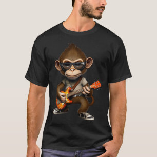 Monkey Playing Electric Guitar  Animal Monkey  Gui T-Shirt