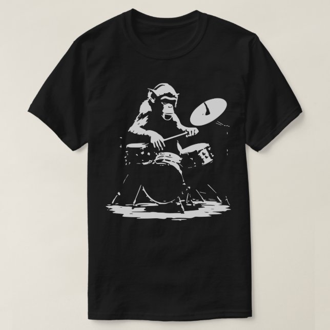 monkey playing on the drums T-Shirt (Design Front)