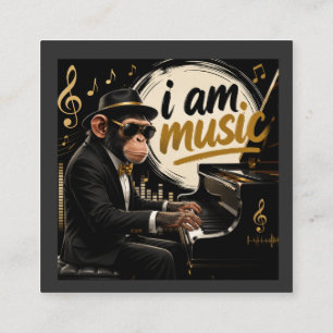 Monkey Playing Piano Music Poster – I Am Music Square Business Card