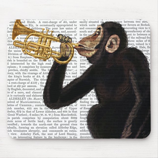 Monkey Playing Trumpet 2 Mouse Pad (Front)
