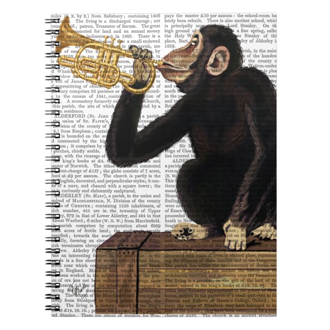 Monkey Playing Trumpet 2 Notebook (Front)
