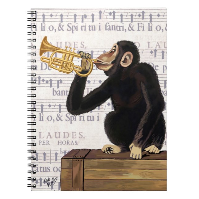 Monkey Playing Trumpet Notebook (Front)