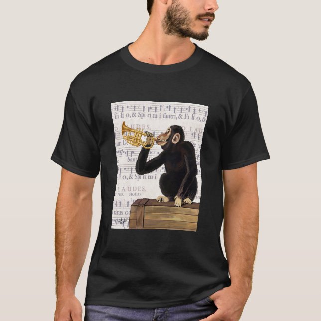 Monkey Playing Trumpet T-Shirt (Front)