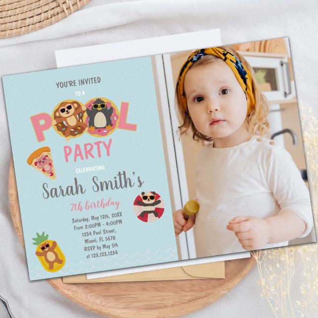Monkey Pool Birthday Invitations with photo (Monkey Pool Birthday Invitations with photo)