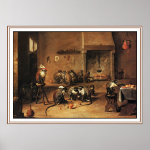 Monkey Poster Print: Monkeys in Kitchen by Tenier