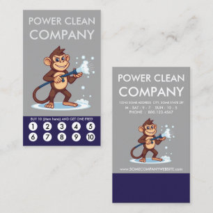 Monkey Power Clean Loyalty Punch Card