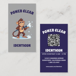 Monkey Power Clean with QR code Business Card