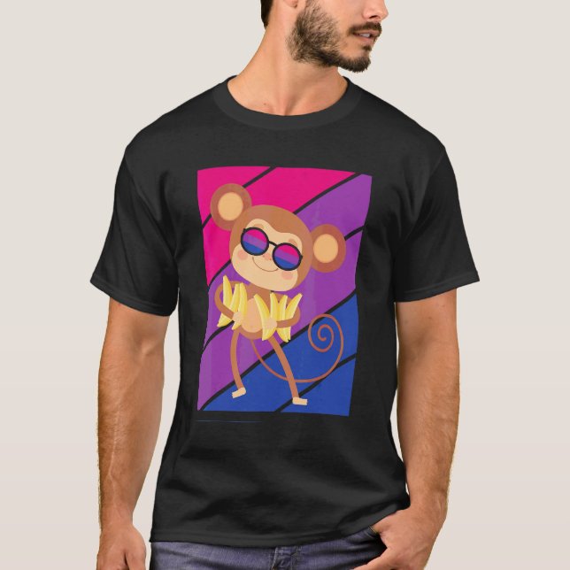Monkey Pride Bisexual Flag Lgbtq Proud Ally Pride  T-Shirt (Front)