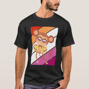 Monkey Pride Lesbian Flag LGBTQ Proud Ally Pride S T-Shirt