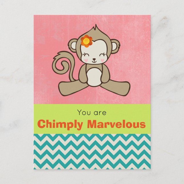 Monkey Pun Funny Cute Kawaii Postcard (Front)