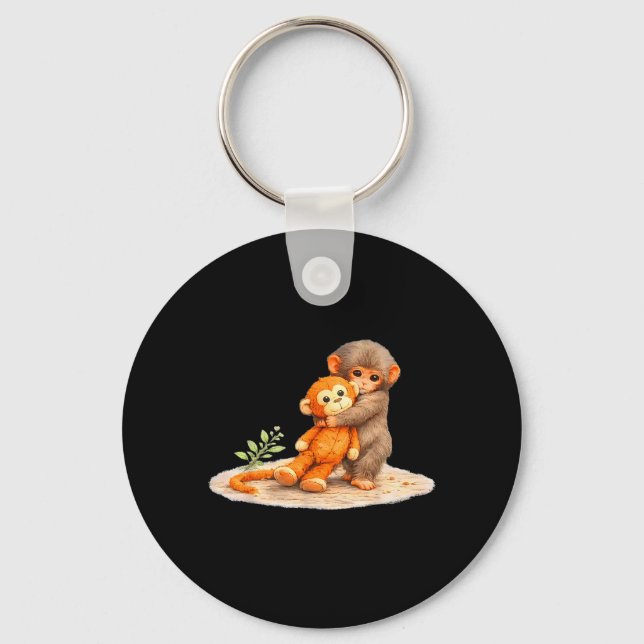 Monkey Punch Baby Monkey Holding Plush Toy Keychain (Front)