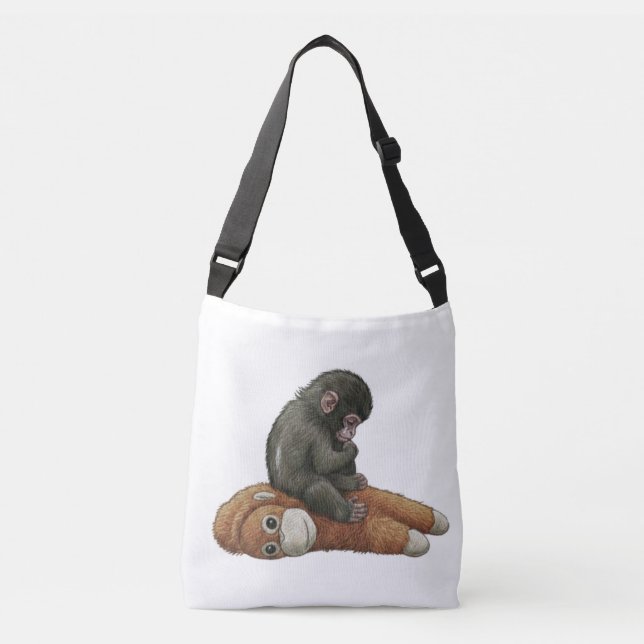 Monkey Punch, Baby Monkey Orangutan Hug  Crossbody Bag (Front)