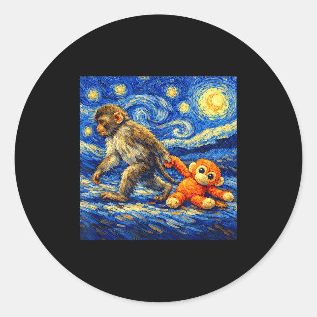 Monkey punch team punch baby monkey  classic round sticker (Front)