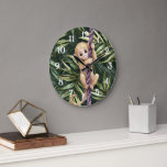 Monkey Purple Rope Green Leaves Large Clock<br><div class="desc">Monkey Purple Rope Green Leaves</div>