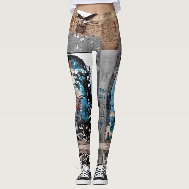 Monkey Retro graffiti art Custom Leggings (Front)