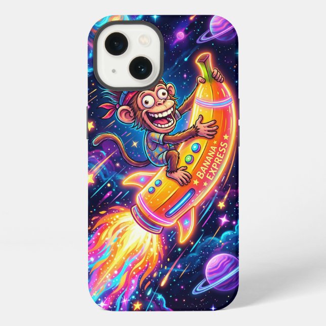 Monkey Riding a Banana Rocket Phone Case (Back)