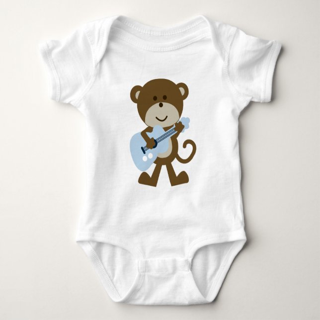 Monkey Rocker Guitar Player Baby Bodysuit (Front)