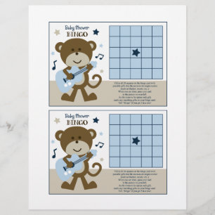 Monkey Rockerstar/Rocker "Baby Shower Bingo" sheet