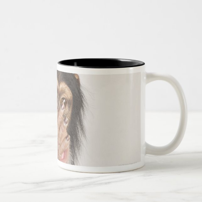 Monkey rubbing its face Two-Tone coffee mug (Right)