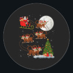 Monkey Santa Sleigh Flying Funny Magical Christmas Classic Round Sticker<br><div class="desc">Monkey Santa Sleigh Flying Funny Magical Christmas Premium Tri-blend</div>