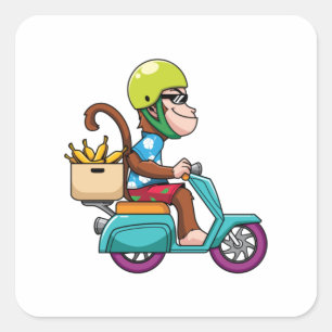 monkey scooter  square sticker