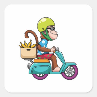 monkey scooter  square sticker