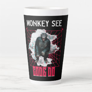 Monkey See Code Do Web Developer Humour Latte Mug