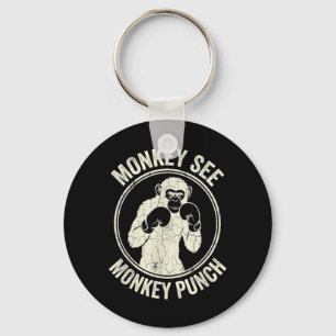 Monkey See Monkey Punch Vintage Boxing Gorilla Keychain