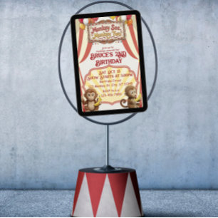 Monkey See Monkey Two, Circus 2nd Birthday Invitation