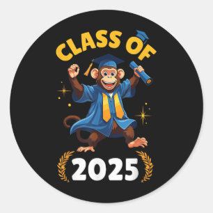 Monkey Senior Cl Of 2025 Graduation Day School Col Classic Round Sticker