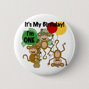 Monkey Shine 1st Birthday Tshirts and Gifts 2 Inch Round Button